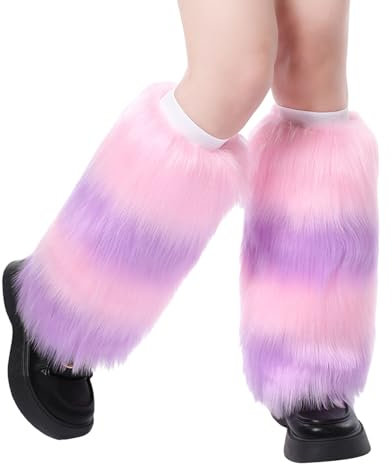 Beinwärmer Damen Mädchen Beinstulpen Kunstfell Stiefelstulpen Weiche Warme Strümpfe Beinlinge Plüsch Stiefelsocken Winter Kältschutz Stulpen Socken Halloween Weihnachten Mottoparty Kostümzubehör