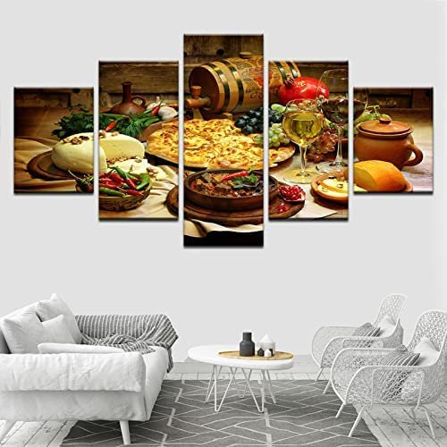 Bild Auf Leinwand - Leinwandbild - Essen Und Trinken - Wand Bild - Wanddeko - Leinwanddruck - Bilder - Kunstdruck - Leinwand Bilder - Wandkunst Mit Rahmen 150 X 80 Cm Für Wohnzimmer Hotel Restaurant
