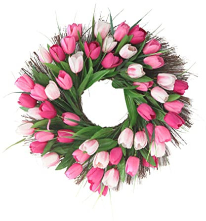 PRETYZOOM Künstliche Realistisch Rosa Stoff und Rattan Tulpengirlande Leicht und Gießen Schön für Hochzeiten und Partys