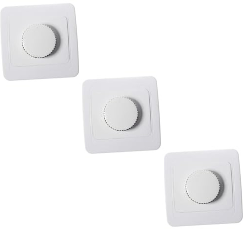 OSALADI 3piezas Interruptor De Pared Dimmer Control De Brillo Regulable Diseño Blanco Para Iluminación De Hogar