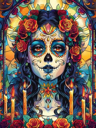 Reofrey 5d Diamond Painting Zubehör Skelett, DIY Full Dril Frau Diamant Painting Bilder Set Diamant Malerei Vollbohrer, Kreuzstich Erwachsene Stickerei Crystal Strass Foto Craft Für Wall Home 30X40cm