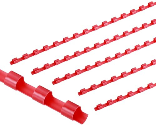 PATIKIL 6mm (1/4) Plastic Binding Combs, 50 Pcs 21 Rings Comb Binding Spines 20 Sheet Capacity Letter Size for Binding Paper Sheets, Red