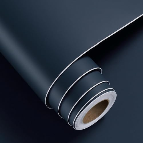 FunStick 40CMx6M Dunkel Blaue Tapete Selbstklebend Schlafzimmer Küche Modern Klebefolie Möbel Blau Schrankfolie Möbelfolie Selbstklebend Dunkel Blau Klebefolie Badezimmer Klebetapete Wand Marineblau