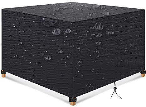 Copertura per tavolo da esterno 110 x 110 x 85 cm, impermeabile, antivento, resistente allo sbiadimento, tessuto Oxford 420D, copertura per mobili da giardino, per sedie, tavolo, divano, in rattan,