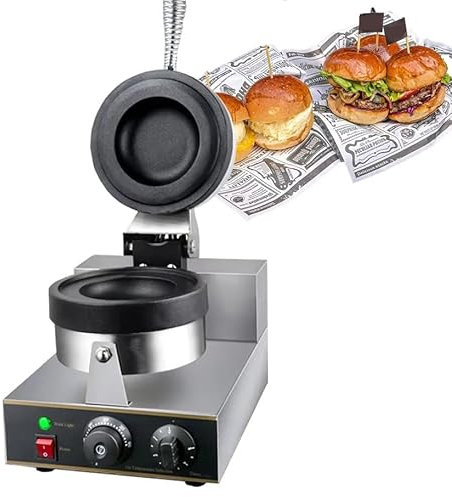 Pressa elettrica per panini, macchina per hamburger da 1300 W, macchina per waffle elettrica commerciale per hamburger, pressa elettrica per panini antiaderente, temperatura regolabile da 50 a 300 ℃(S