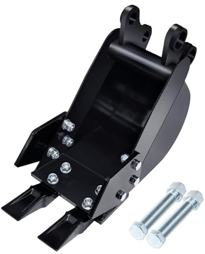 Mini Godet D'excavatrice, Godet D'excavation Robuste de 12' godet rétro étroit avec dents métalliques et 2 goupilles Résistant à L'usure adapté aux mini-pelles de 0,8 à 1,8 tonne pour creuser le sol