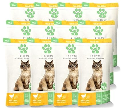 Fellicita Premium Nassfutter für Katzen, Huhn und Käse, 12 x 100 g