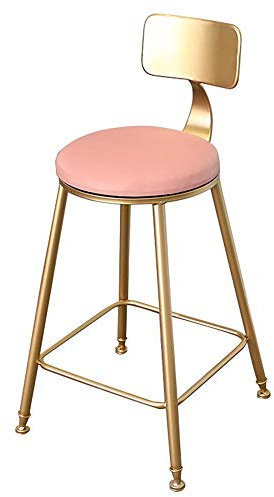 ASerZenith Barhocker Barhocker, gepolsterter Fußhocker PU, runder Sitz mit Rückenlehne, Frühstücksstuhl, Küchenbar, Metallbeine, Tragkraft 200 kg, Höhe 45/65/75 cm, Barhocker-Stühle(Pink-65cm)