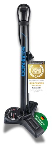 CONTEC Standpumpe Air Support Max, 67 cm, aus Stahl und Kunststoff, 11 bar/160 psi, für alle Ventile, inkl Ball- & Matratzenadapter, 1 Stück, schwarz/Riviera Blue