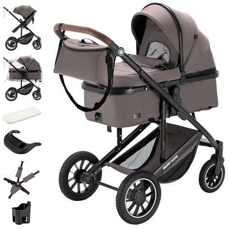 Daliya® FLEXI-PRO M 2in1 Kinderwagen & Buggy (Braun-Grau)