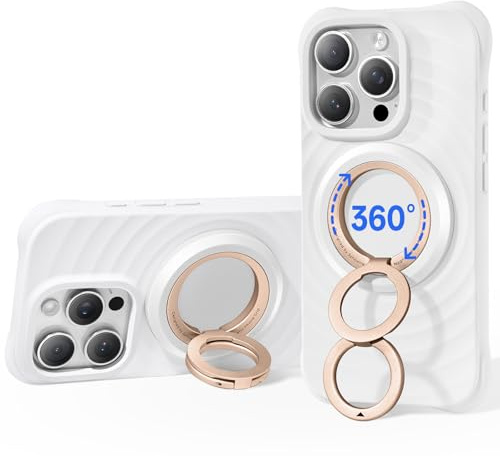 SYNCWIRE Handy Ring Halterung Magnetisch für MagSafe - 360° Drehbarer Magnetischer Ringhalter für Handy Fingerhalter für iPhone 17 16 15 14 13 12 Pro Max Kompatibel mit MagSafe Zubehör – Pearl Gold