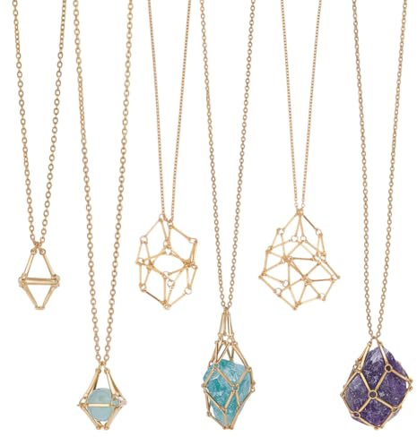 UNICRAFTALE Collier en Cristal Réglable en Or 3 tailles en Acier Inoxydable avec Pochette en Macramé et Chaîne D'Extension Support de Pierre Vide pour la Fabrication de Colliers