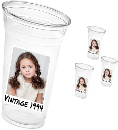 Lot de 12 gobelets personnalisés pour le visage – 473,6 g – Gobelets à image amusante pour fêtes d'anniversaire, boissons photo, décorations de fête vintage et cadeaux