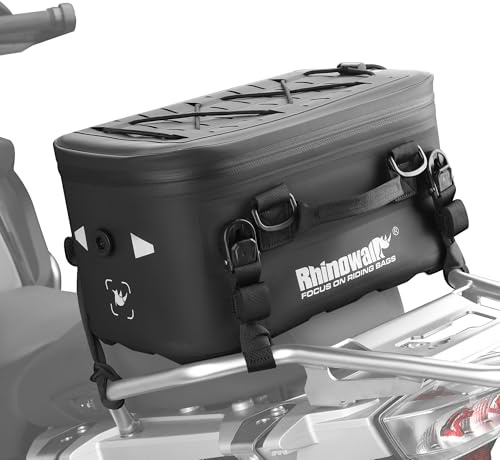 Rhinowalk 16L Motorrad Gepäckrolle – wasserdichte Sitz- & Seitenkoffer-Tasche mit MOLLE-System, Thermoisolierung, Kamera-/Drohnenfach, TPU-Boden & Schultergurt
