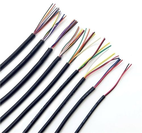 Cable de audio revestido de 1 m, calibre 20 AWG | 2-8 núcleos de cobre blando aislado, línea de canal, cable de control de señal, UL2464(Black,1M_20AWG (3CORES))