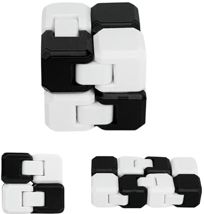 Fidget Cube Infini Clicker Anti-Stress Idées Cadeaux Adultes - Anniversaire Noel Fêtes Anxiété Format de Poche Bureau Petit Léger Gadget Animal Pression Touche (Noir et Blanc)