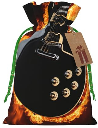Bolsas de regalo con cordón de Navidad con estampado de guitarra eléctrica, saco festivo de Navidad, fiesta de cumpleaños, embalaje de regalo