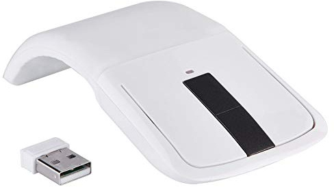 UPALDHOU Ratón Receptor USB, Receptor USB Inalámbrico Plegable de 2,4 GHz ARC Touch Mouse para PC Notebook TV (White)