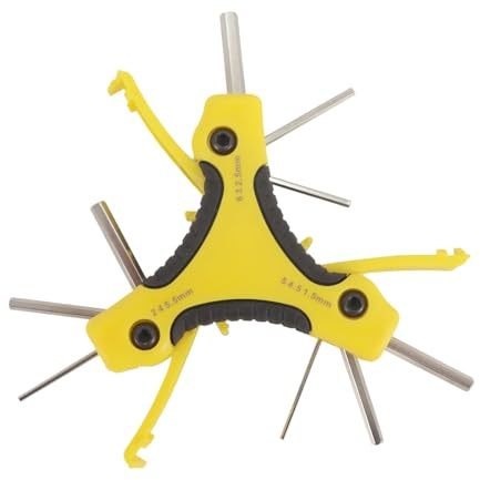 ANCLLO Juego completo de llaves hexagonales universales combinadas de tres puntas de 9 llaves Allen, color amarillo