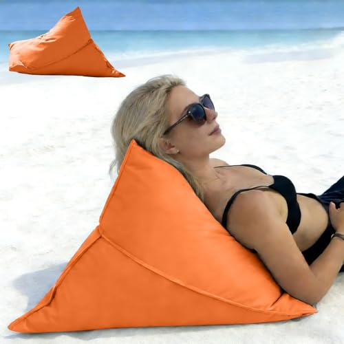 KBZSlyn Outdoor Bean Bag (No Filler) Waterproof Beach Pillow Cover Mini Back Rest Bean Bag Cover for Camping Bag Multifunctional Storage Bag Bean Bag Beach Pillowsac Dual-Use(Orange)