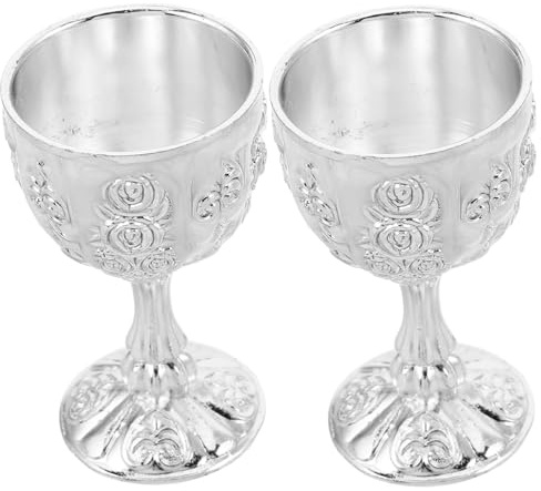 ABOOFAN 2 Copas de Cáliz de Aleación Plata Doble Funcionalidad, Diseño Vintage y Robusto, Ideales para Rituales y Reuniones Festivas en Casa