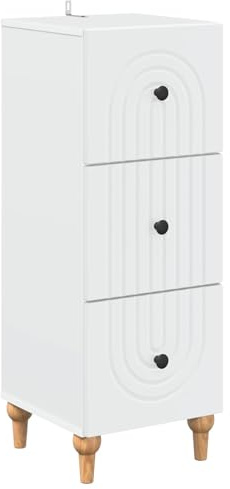 Nusvialune Lådskåp vit av trämaterial 33 x 34,5 x 90 cm med 3 lådor, gott om lagringsutrymme för vardagsrum, kontor, hall, mångsidig förvaring och snygg organisering