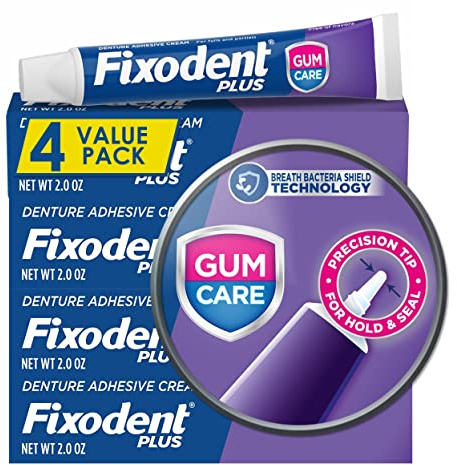 Fixodent Plus Denture Adhesive Cream 2 oz (Pack of 4)