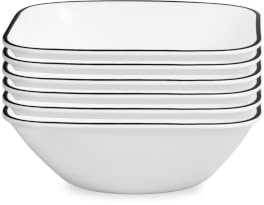 Corelle Square Simple Lines Cereal Bowls 22oz, Pack of 6, White,1107745