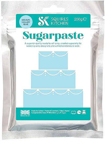 Squires Kitchen Lullaby Blue Ready To Roll Sugarpaste Icing for Decorating Cakes, Cupcakes and Cookies, Premium Quality Rolled Fondant - 250g