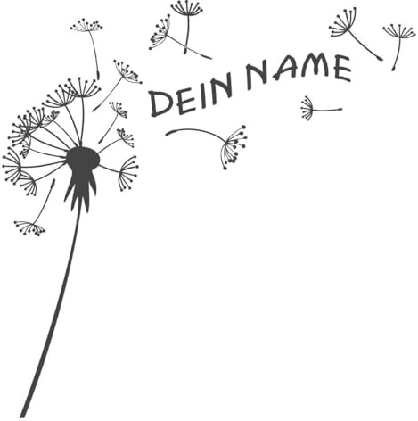 CLICKANDPRINT Aufkleber » Pusteblume mit Name, 30x29,7cm, Anthrazit Metallic • Dekoaufkleber/Autoaufkleber/Sticker/Decal/Vinyl