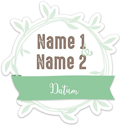 Herz & Heim® Flaschenetikett mit Namen und Datum zur Hochzeit für Gastgeschenk oder Tischwasser 6 Stück