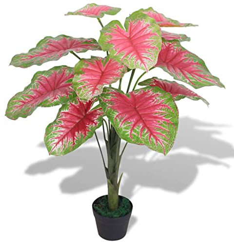 vidaXL Plante Artificielle avec Pot Caladium Décoration 85 cm Vert et Rouge