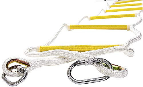 ISOP Rope Ladder 8 ft (2.5 m) for Tree House Climbing - Outdoor/Indoor - Comes with Spring Hooks