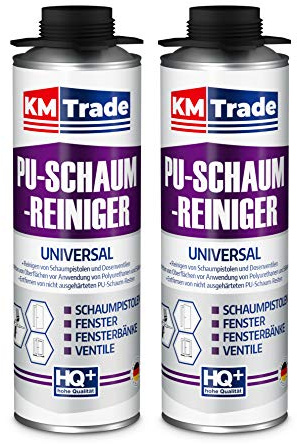 KM Trade PU-Schaum Reiniger - Schaumreiniger für PU-Schaumpistolen, Ventile & Oberflächen - 2 x 500 ml Dose