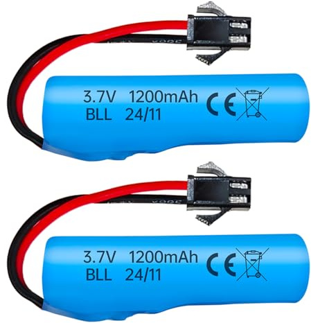 ZYGY 2pcs 3.7V 1200mah Lithium Batterie für DE42 DE45 DE58 DE49 DE57 DE70 RC Auto 1:14 SUV Allradantrieb Hochgeschwindigkeitsklettern Drift-Rennen
