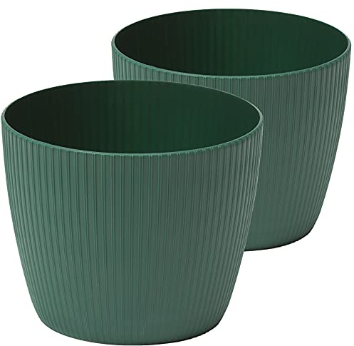 Tymar Blumentopf, 2er-Pack, Runde Form, Übertopf ((2pack) Avocado, ø 10 cm)