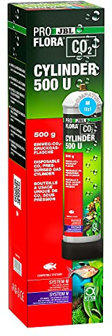 JBL PROFLORA CO2 CYLINDER 500 U, Recycelbare Einweg-CO2-Druckgasflasche, Stahl, 500 g CO2, Gewinde M10 x 1