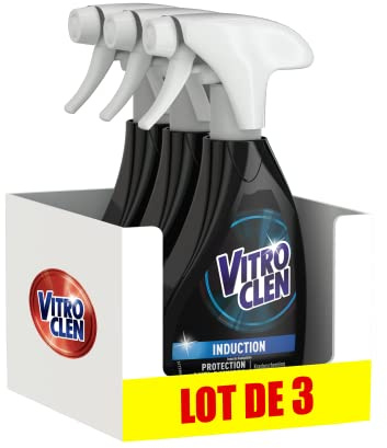 VITROCLEN Lot de 3 Sprays Nettoyant 250ml Plaque Induction Protection Anti-Rayures et Ultra Brillance
