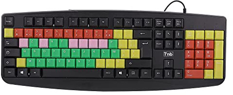T'nB - Clavier Enfant pour Apprentissage, Touches Silencieuses Colorées Filaire USB-A, Connexion Facile Plug & Play - AZERTY