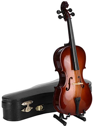 Cello-Modell-Ornament, 20 cm, Musikinstrumenten-Modell, Mini-Cello-Display-Ornament mit Ständer und Etui, Miniatur-Musiknachbildung, Dekoration