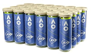 Dunlop Sports Australian Open AO Extra Duty Tennis Balls - Case of 24 cans (72 Balls)