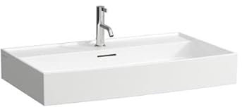 LAUFEN Kartell Aufsatzwaschtisch, 3 Hahnlöcher, mit Überlauf, 800x460mm, H8163367161081, Farbe: Schwarz Matt