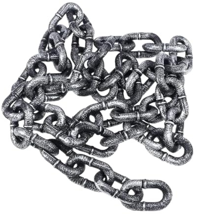 1.5M Halloween Simulation Plastic Chain Fake Chain Link Prop Party Supply | Layout Decor Barrier Chain Performance Props Cosplay Horror Chamber of Secrets Haunted House Costume Accessory Black Outdoor