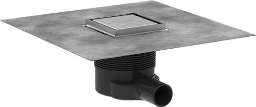hansgrohe Komplettset Punktablauf RainDrain Brilliance, Bodenablauf Dusche 10 x 10cm, rückseitig befliesbar, Edelstahl gebürstet