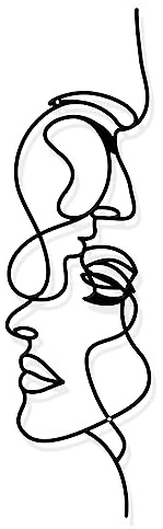 ORIGACH Schwarzes Metall Gesichtslinie Minimalistische Wandkunst Moderne Abstrakte Frauen Männer Einzelne Linie Wanddekoration Metall Frauen Männer Abstrakte Linie Dekor für Schlafzimmer Wohnen Haus