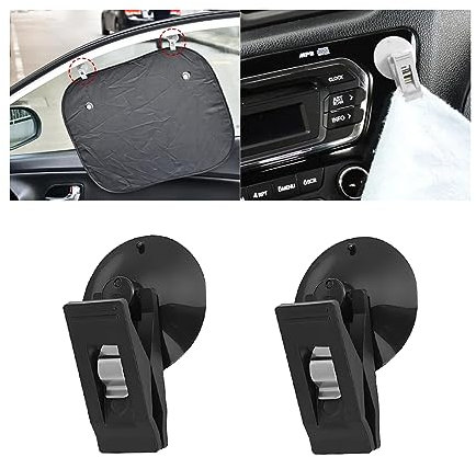 JNNJ 4 Pezzi Ventosa con Clip per Biglietti, Clip Ventosa per Finestra Multifunzione Carte, Clip Ventosa in Plastica in PVC per Auto, Display Pop Pubblicitario, Bagno, Cucina, Ufficio(Nero)