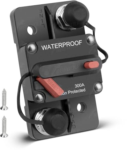RED WOLF 300A Circuit Breaker Fuse Holder 3/8 Screw Studs w/Manual Reset Switch DC 12-24V for Boat Trolling Motor Marine ATV Trailer Vehicles Stereo Audio Electronic Battery Solar System