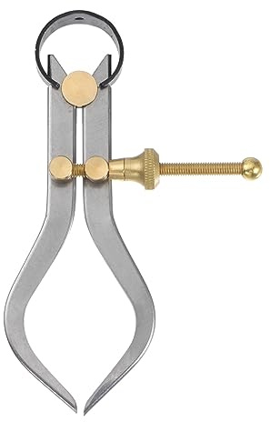 sourcing map Calibrador de junta de resorte de acero de 100 mm con fulcrum de latón para trabajos de torno de torneado de madera