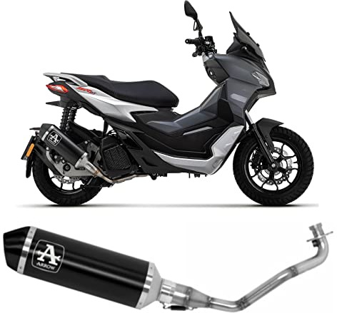 arrow 53549ann, schalldämpfer mit krummer, vollständiges system kein kat urban aluminium schwarz, endkappe edelstahl schwarz, kompatibel mit motorrad aprilia sr 200 gt 2022 2023 mototopgun