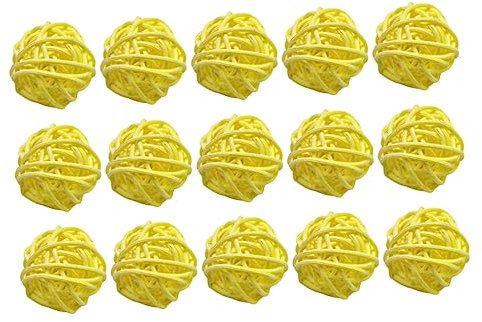 Amosfun 15stücke Wicker Rattan Balls DIY Dekorative Hängende Kugeln Für Kindergarten Hotel Bar Zuhause Gelb Kreative Bastelideen Für Einzigartige Wohnräume